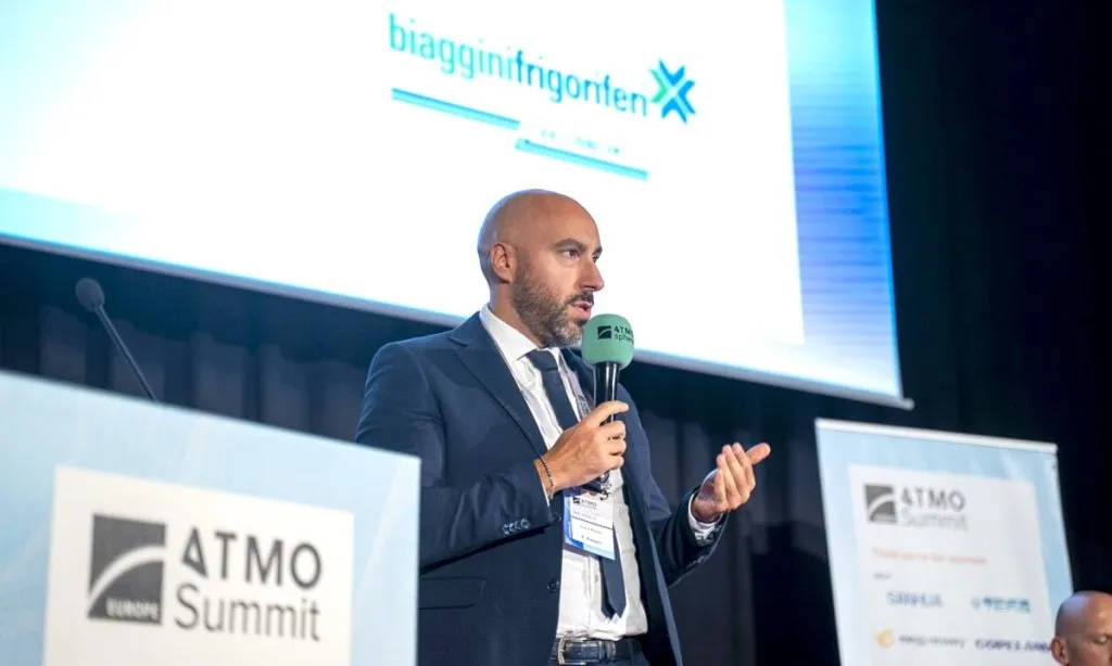 Luca Rossi, Biaggini Frigoriferi, at the ATMO Europe Summit 2023.