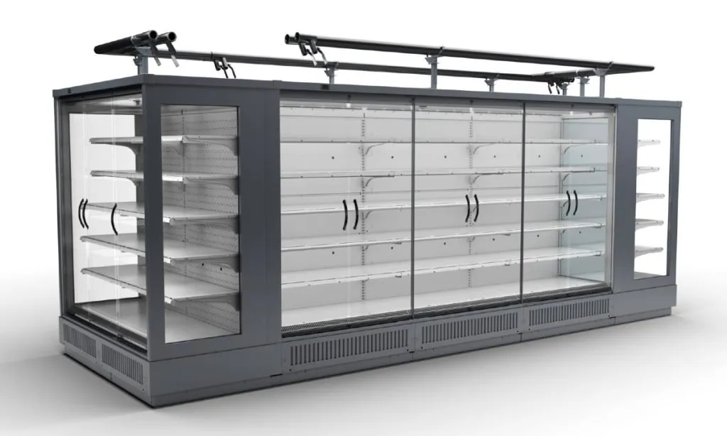 AHT’s new R290 refrigerated semi plug-in cabinet KALEA CHILL SPI connects to a glycol-water system for heat recovery. (Source: AHT)