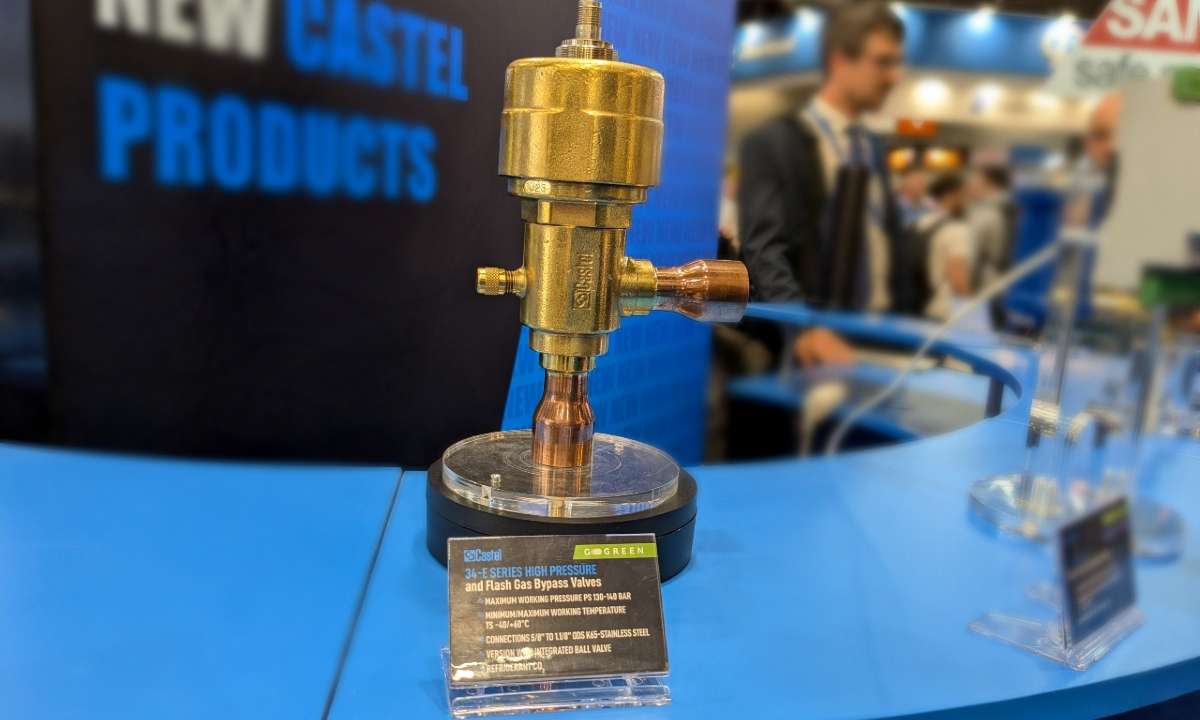 Castle’s high-pressure and flash-gas-bypass valve on display at Chillventa 2024.