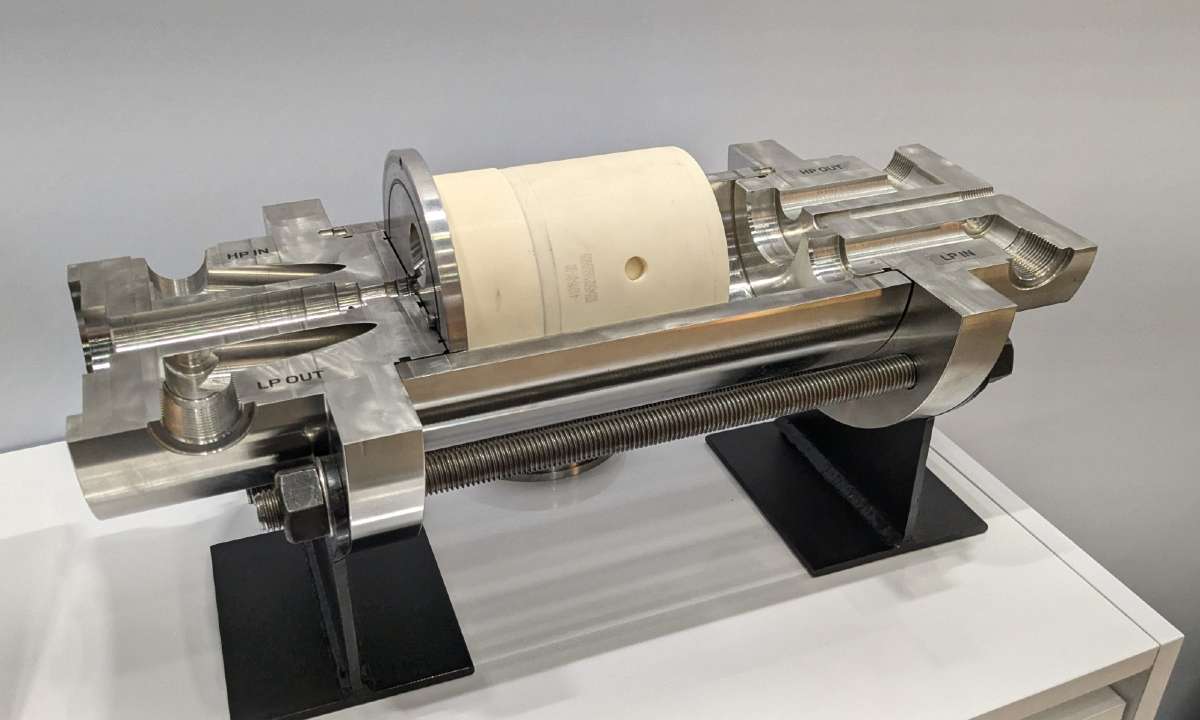 Energy Recovery’s PX G1300 pressure exchanger on display at Chillventa 2024.
