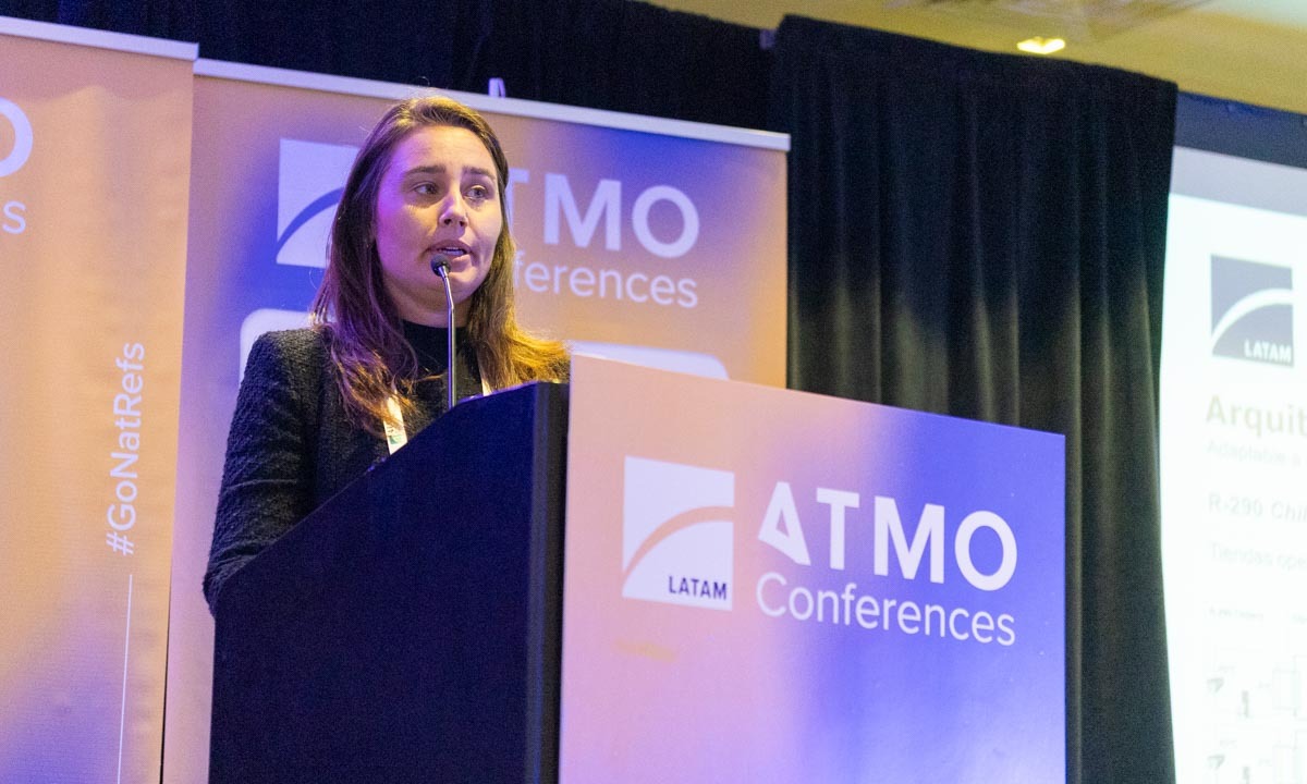 Joana Canozzi, Engineering Services Director SOLA, Copeland Latin America, presenting at ATMO LATAM 2025