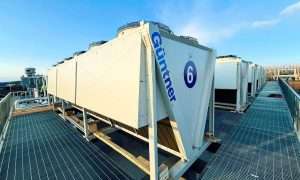An up close image of Güntner's evaporator installed at Ordos Ejin Horo Airport in China.