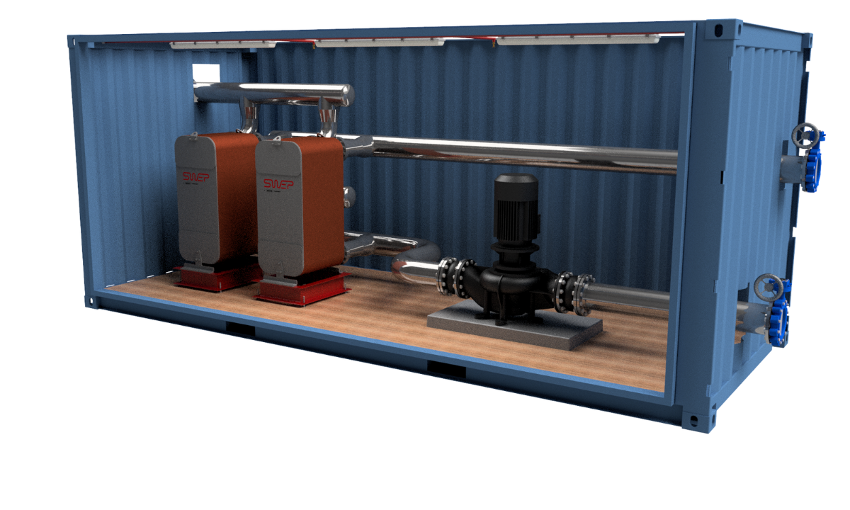 A SWEP cooling container for data center heat recovery